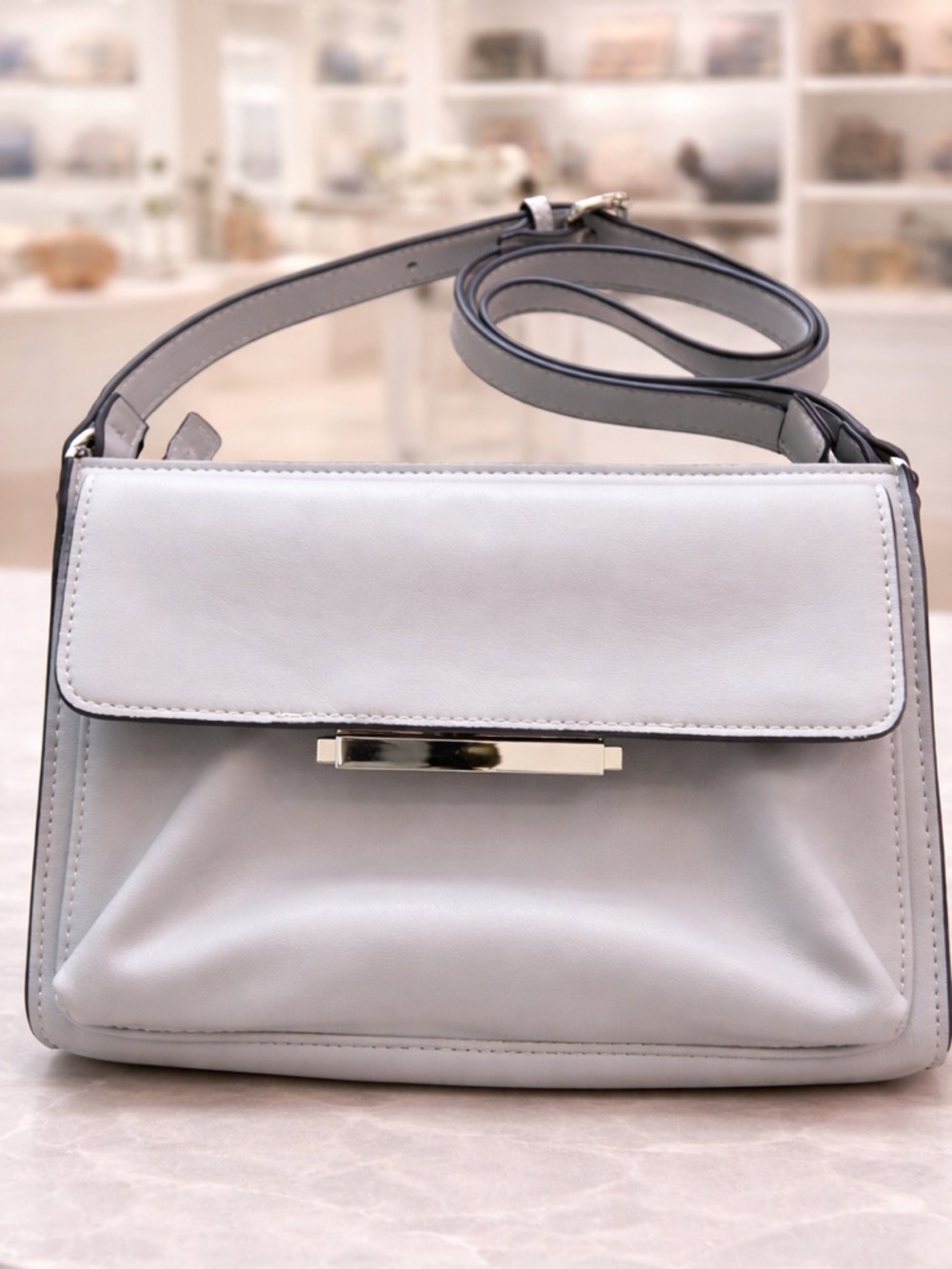 French Connection Gray Crossbody Shoulder Bag Minimalist Chic - Picture 1 of 6